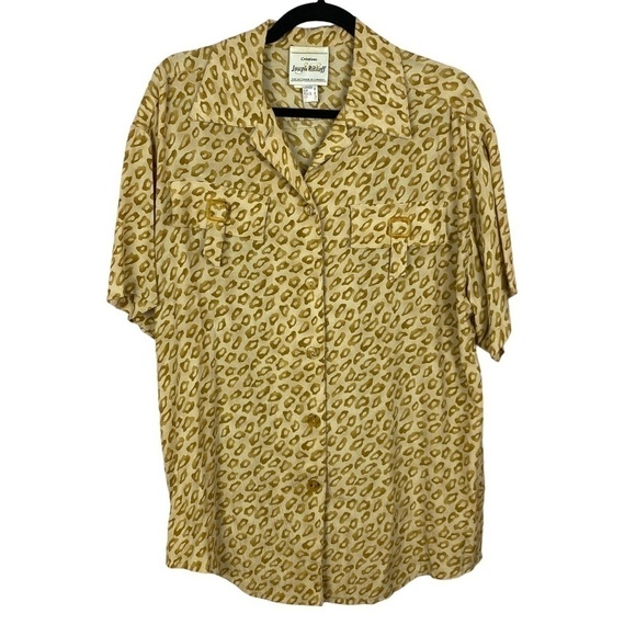 Vintage Joseph Ribkoff Leopard Print Short Sleeve Button Down Shirt Size… - Picture 1 of 11